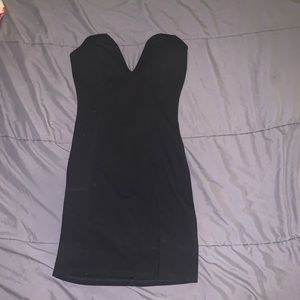Black skin tight dress strapless
